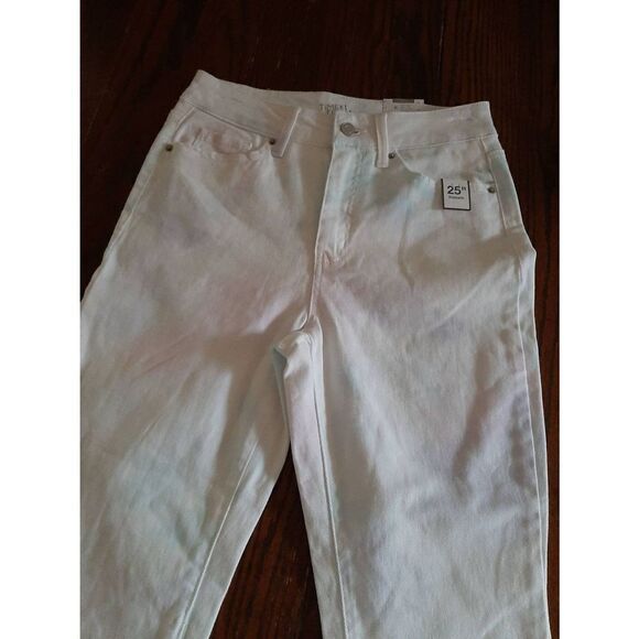 New Size 4 Time and Tru Off White Pastel High Rise Straight Leg Cropped Pant NWT - Picture 3 of 5